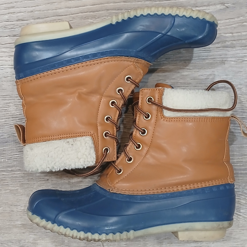 Women's Winter & Rain Boots - Blue and Tan - Picture 1 of 3